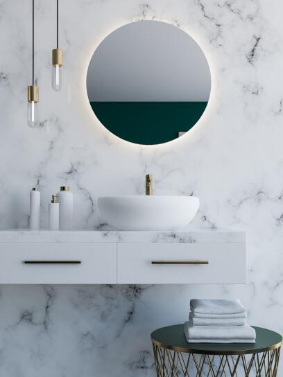 Zrcadlo kulaté kruh celkové LED osvětlení AMBIENTE RONDE interiér koupelna